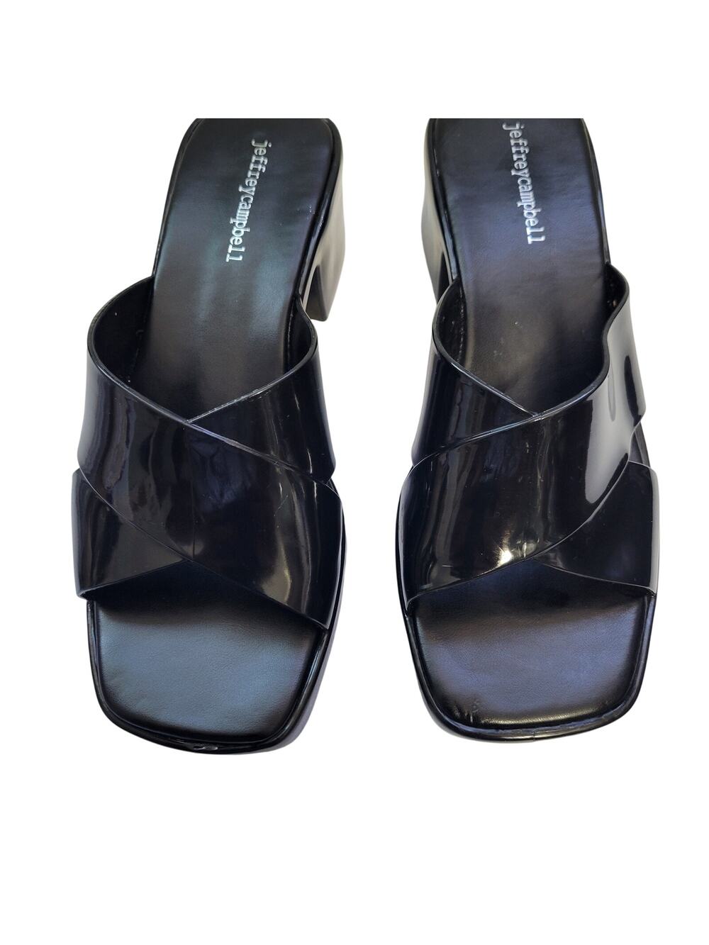 Jeffrey Campbell Black Bubblegum Platform Jelly Sandals Criss Cross Strap Size 9